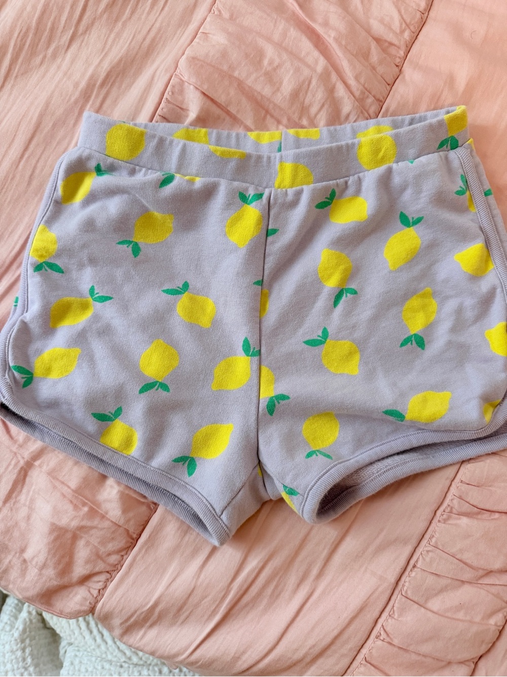 Hanna Andersson Yellow Lemon Print Gray Athletic Shorts